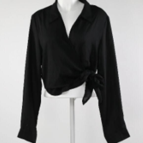 Missguided Tie Off Blouse Black 14 - Picture 1 of 2
